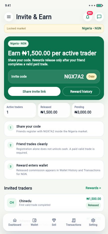 Kardora App Invite and Earn page